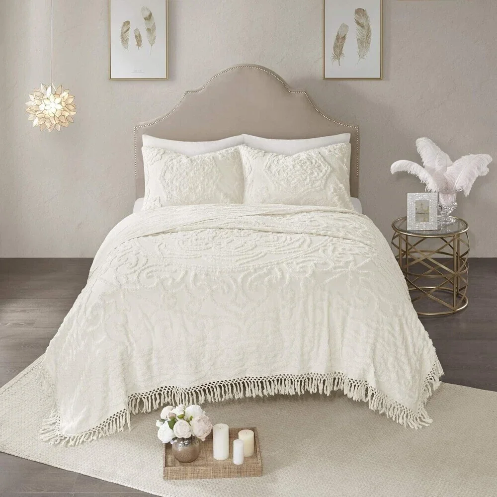 Madison Park Laetitia Coverlet Set Full/Queen Ivory 90